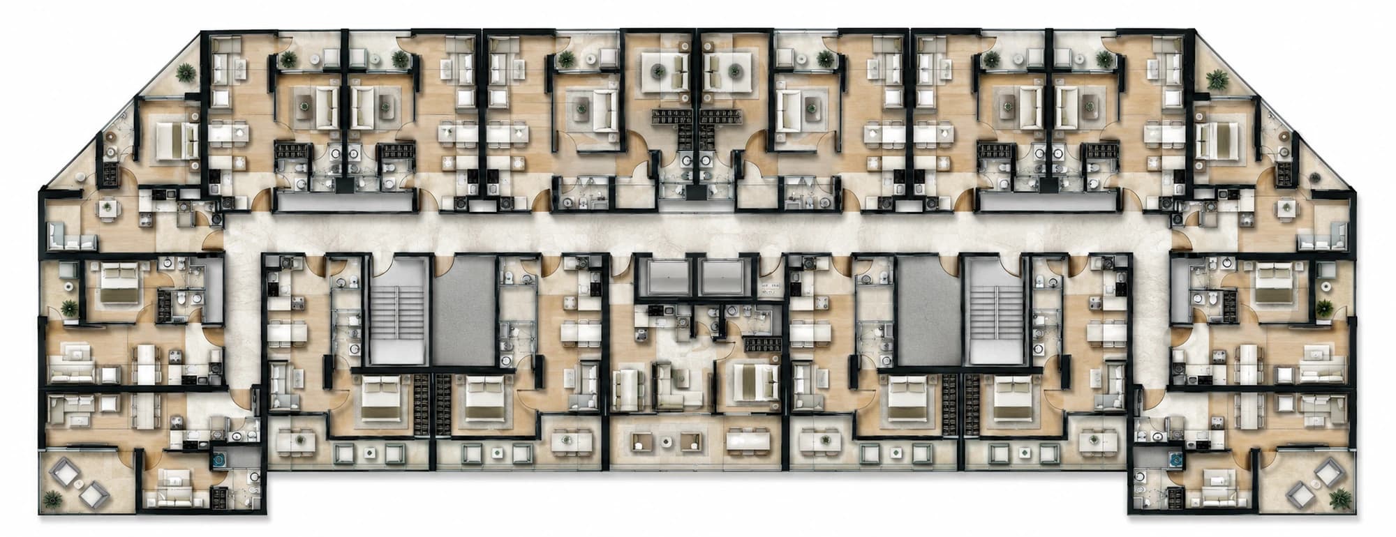 Typical residential floor, 17 homes