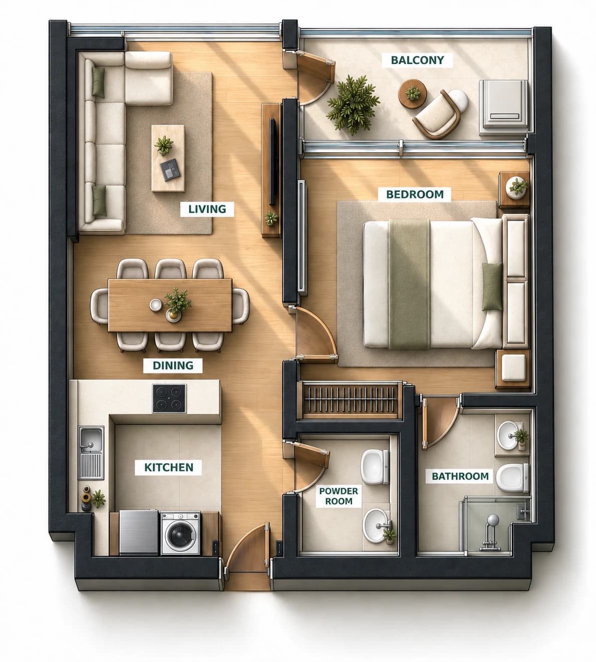 1BHK A furnished plan