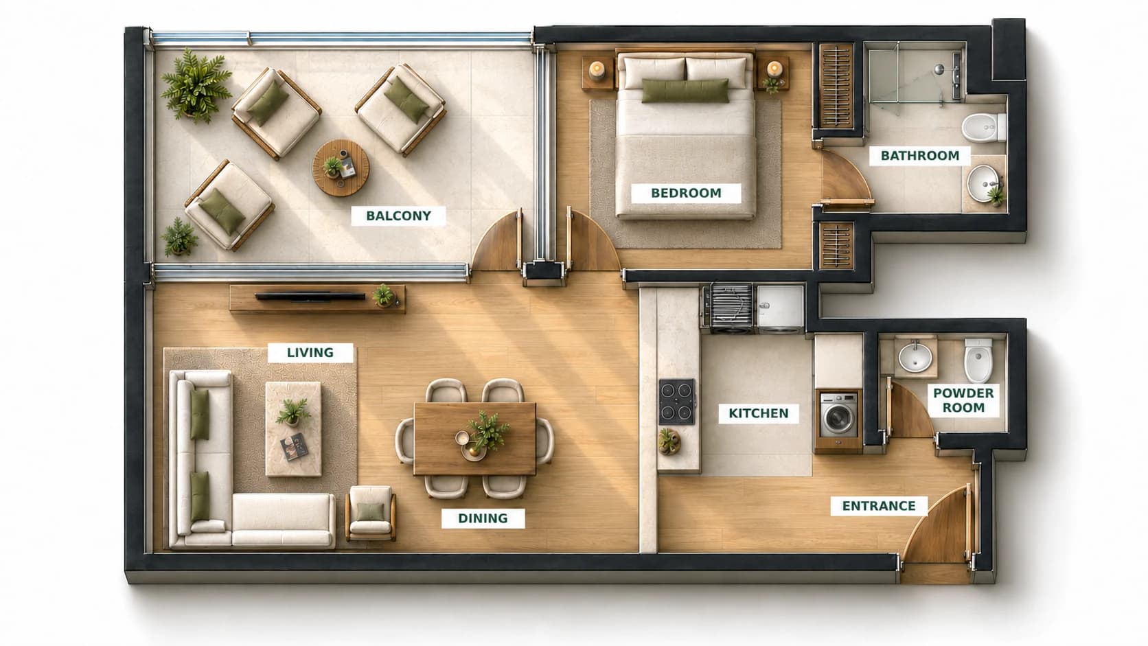 1BHK B furnished plan