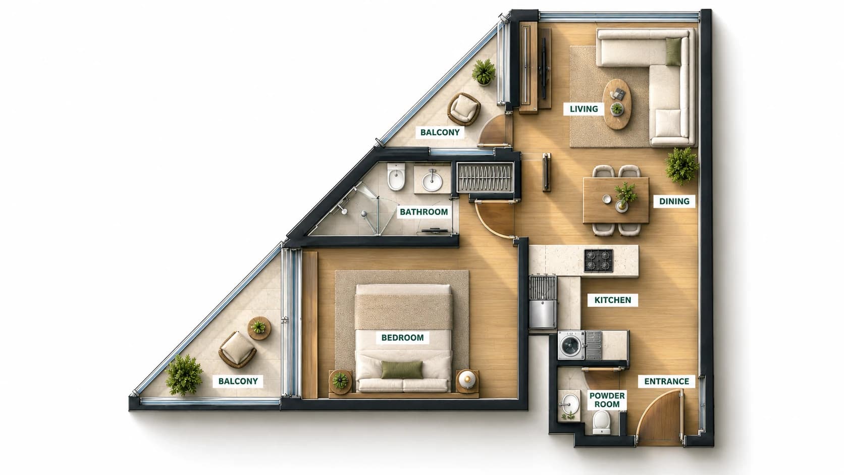 1BHK C furnished plan