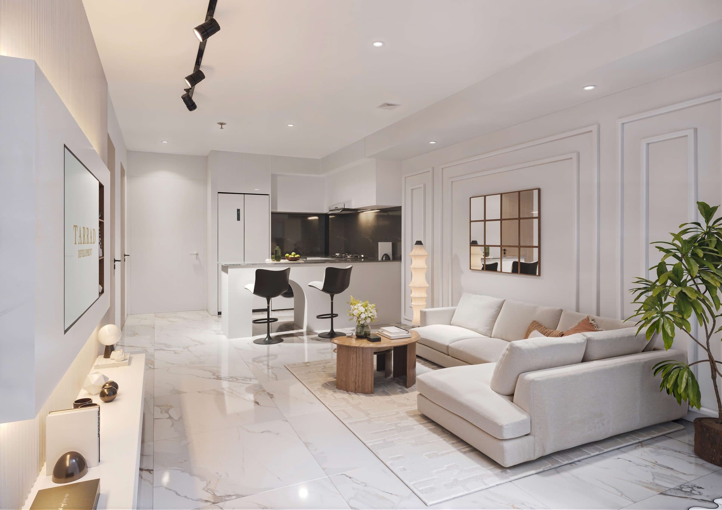 A furnished Celesto Tower living room