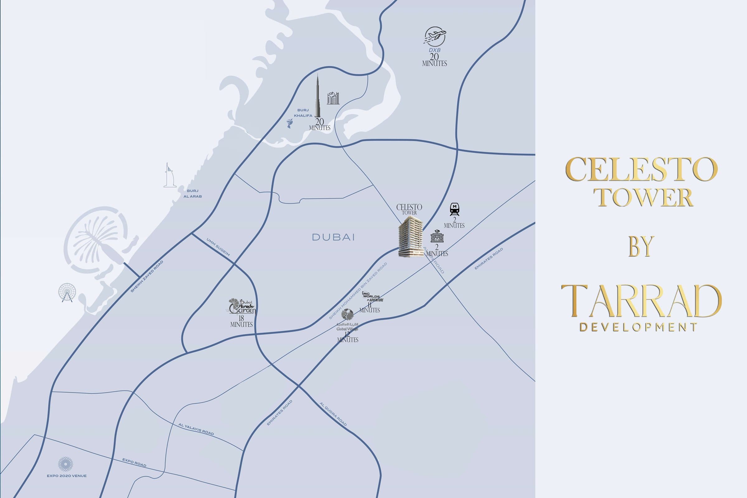 Map of Celesto Tower's location in Dubai