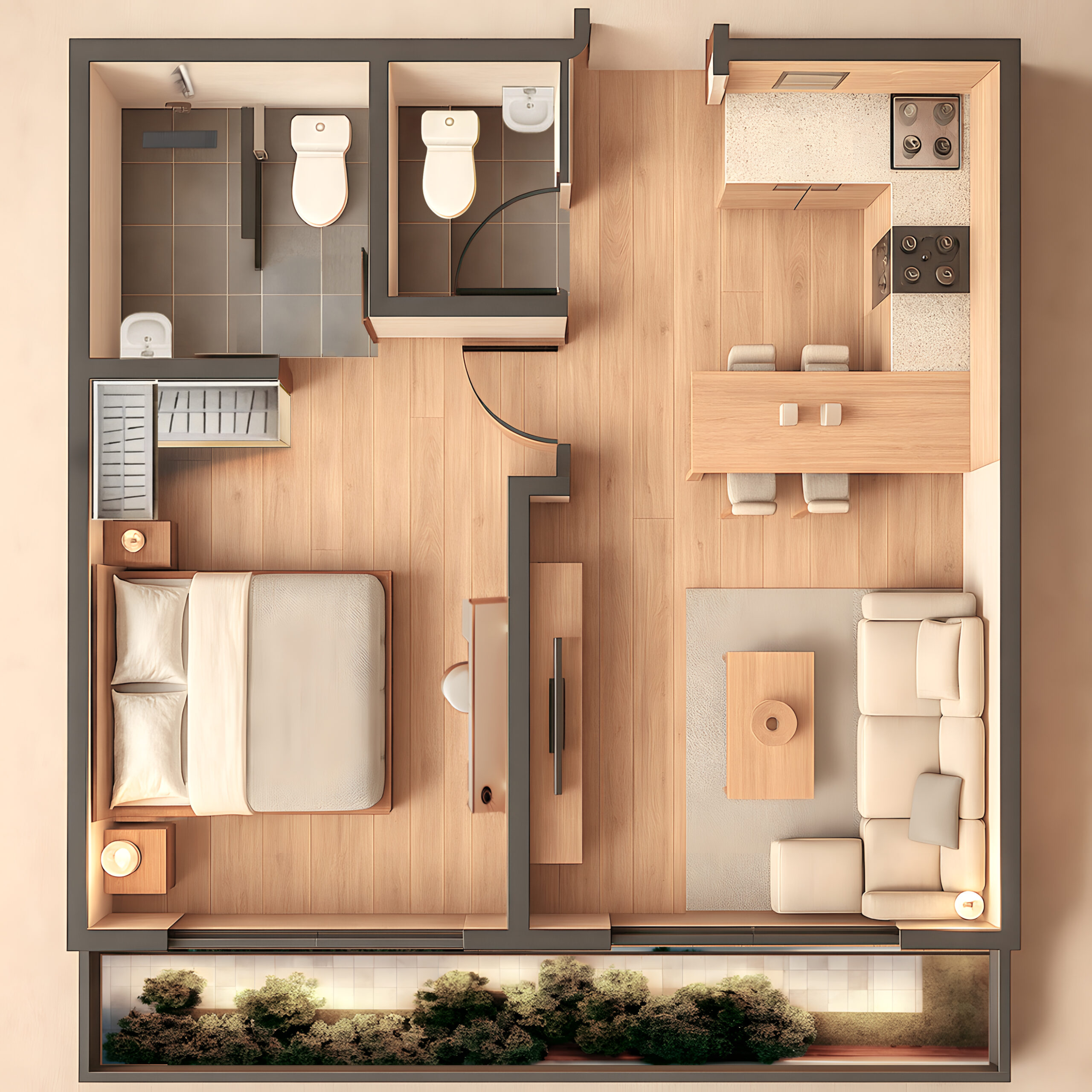 1 Bedroom Plan 2
